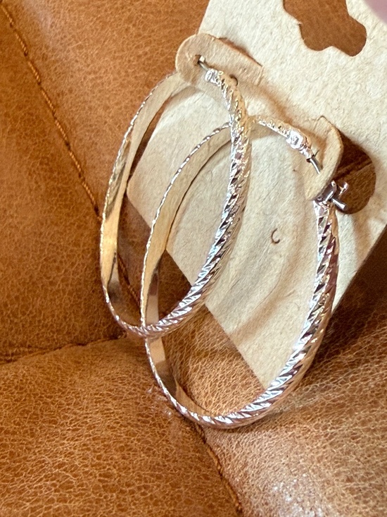 Source Unknown Jewelry - Silver Tone Textured Twist Hoop Earrings
